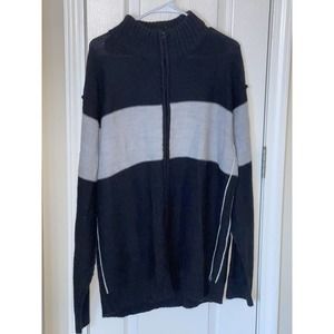 Modern Culture Sweater Mens Size Large Gray Pullover Round Neck Zipper Pocket